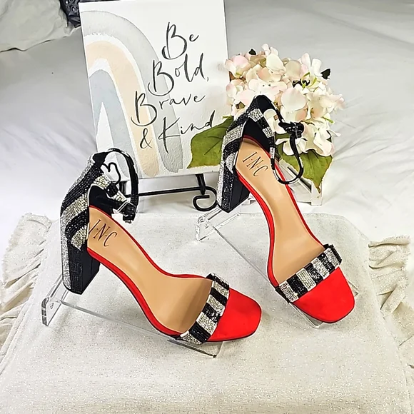 INC Black Red Stiletto Heels Elegant Wear Office wear Career Wedding - Picture 15 of 16